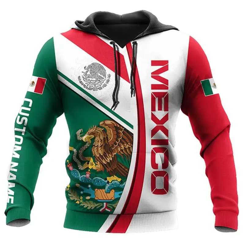 Men Women Mexico Hoodie 3D Print Mexico Flag Eagle Coat Of Arms Hooded Sweatshirt Casual Streetwear Pullover Tops For Men