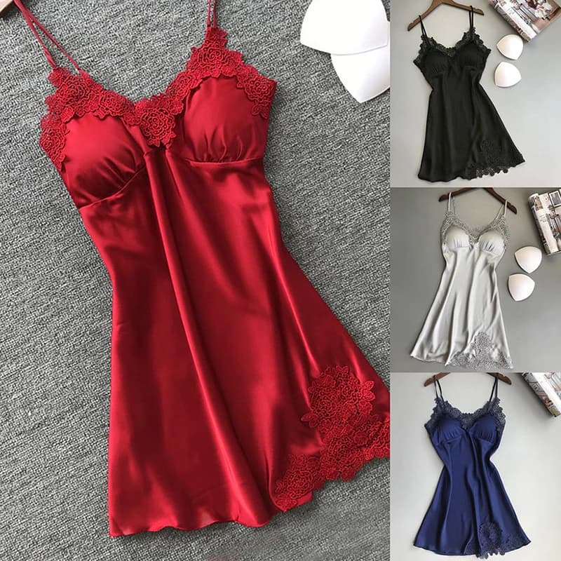 Donne Sexy Lingerie abito in pizzo di seta abito Babydoll camicia da notte camicia da notte indumenti da notte