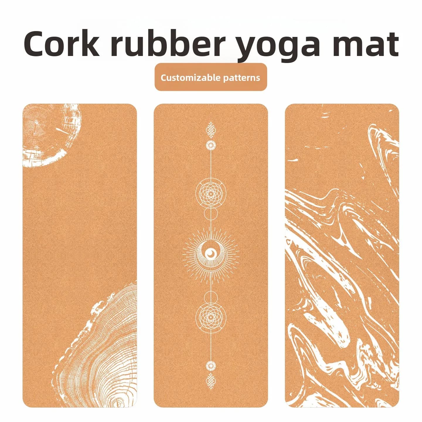 Lezyan Yoga Mat in cork and natural rubber 5mm, Sweat Absorption, Anti-slip, Urti Absorption, for Fitness, Gymnastics, Gymnastics