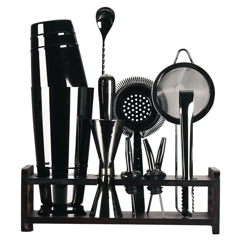Kit Boston in vetro di latta americano Bar in acciaio inossidabile con scaffale in legno Shaker Set Strumenti per barista Cocktail