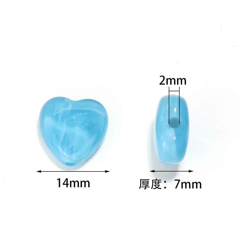 10pcs/lot 14X14mm Colorful Love Heart Beads Acrylic Spacer Beads for DIY Necklace Bracelet Pendant Jewelry Making Accessories