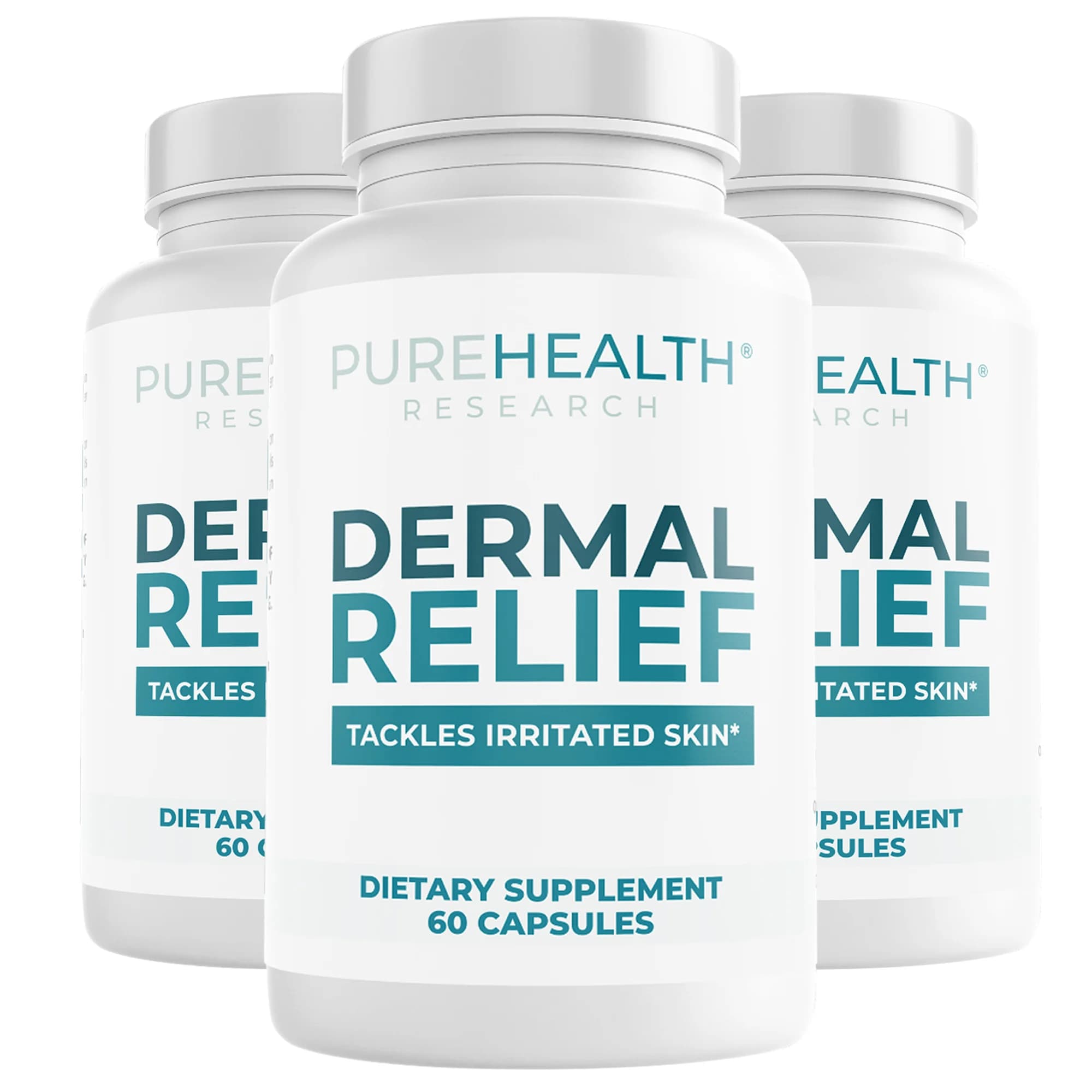 Dermal Relief Supplements - for Irritated Skin, Eczema and Dermatitis with Ashwagandha, Rhodiola Crenulata, Vitamin D and E