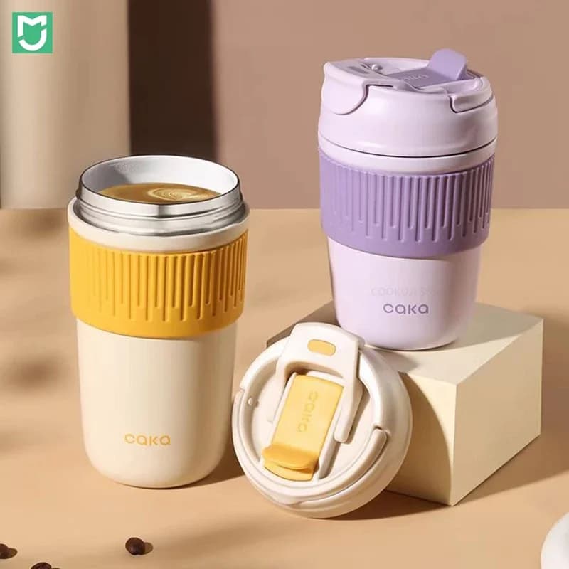 Mijia tazza isolante per caffè in ceramica doppia da 450ml bottiglia sottovuoto per auto a prova di perdite e antiscivolo bollitore per tazza isolante da viaggio