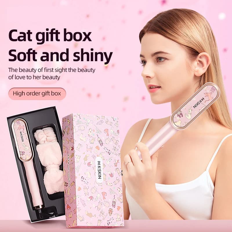 KSKIN Smooth brush for hair 2 in 1, fast heating and anti-coating, multifunctional comb for styling for women, refined gift box