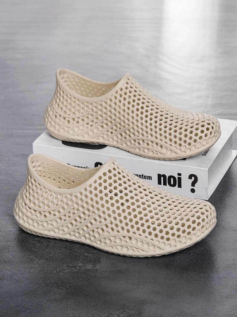 Sandali da uomo estivi sportivi casual con stampa 3D in lattice, antiscivolo, con fondo morbido, copertura completa, scarpe da spiaggia traspiranti slip-on in EVA