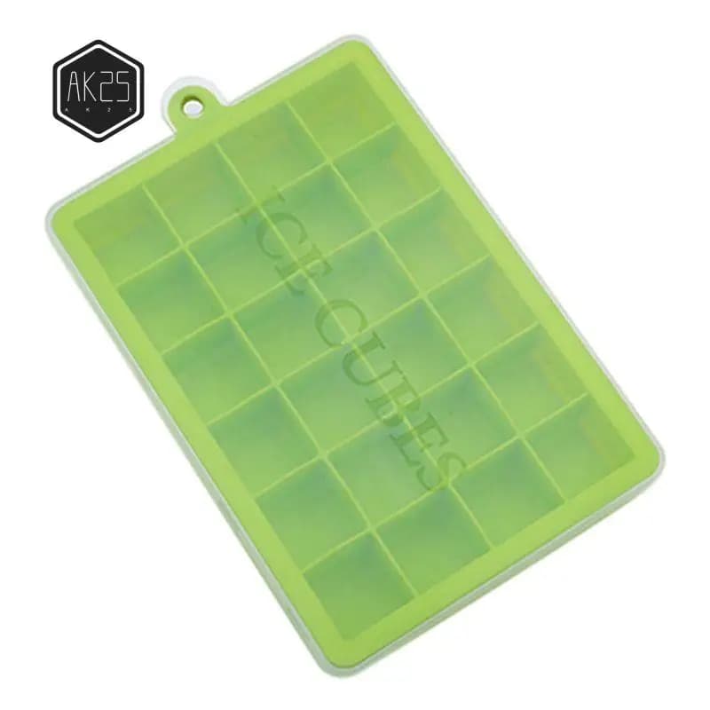 AK25-24-Grid Stampo per ghiaccio in silicone Stampo per vassoio per ghiaccio quadrato grande Vassoio per cubetti di ghiaccio in silicone Creatore di cubetti di ghiaccio con coperchio