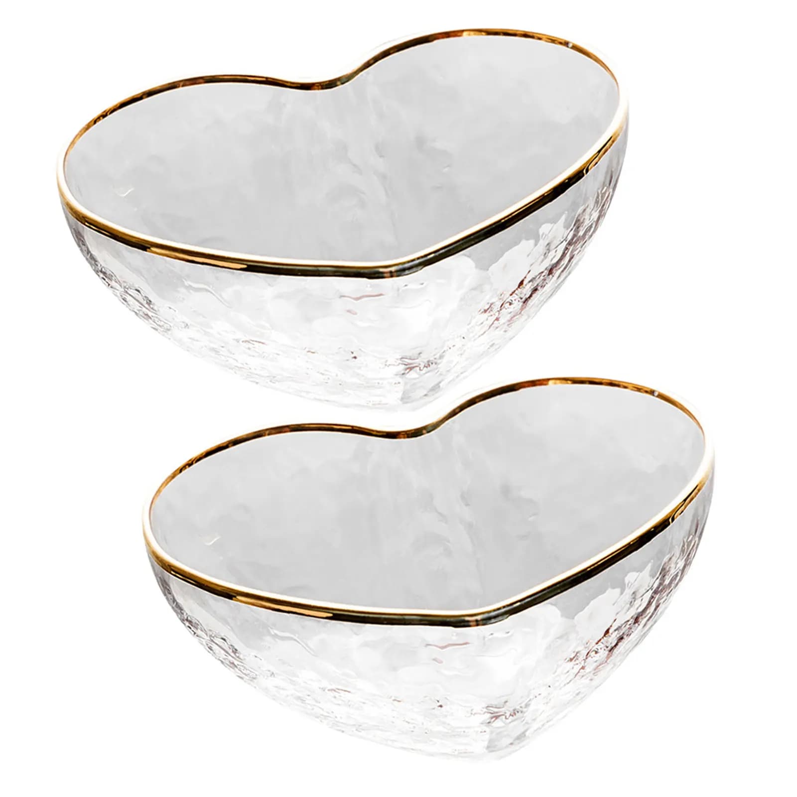 Set di 2 Ciotole a Cuore in Vetro Trasparente, Contenitori per Dessert e Alimenti, Eleganti e Moderni per Feste, Hotel e Ristoranti