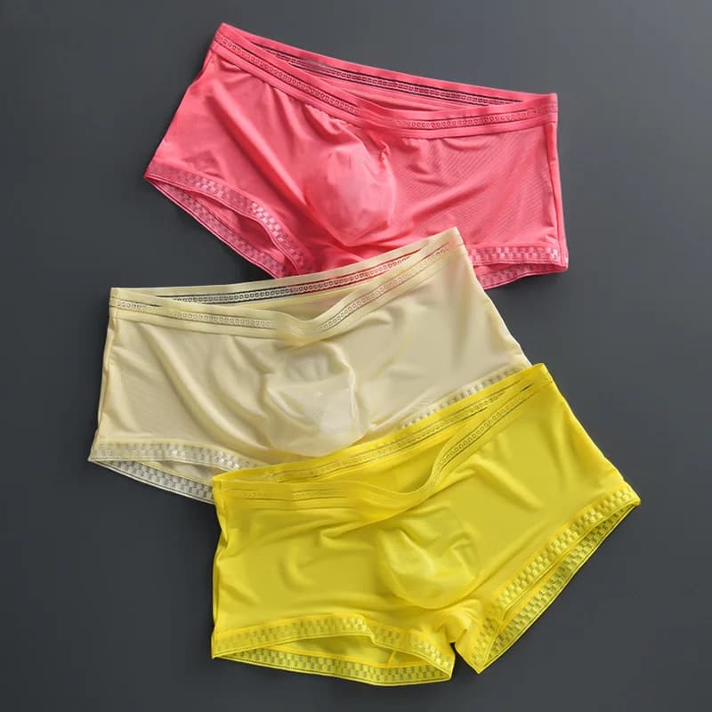 3D Convex Pouch Ice Silk Boxer Shorts for Men Large Size Comfortable Men's Underwear Breathable Home Clothes Men's Panties