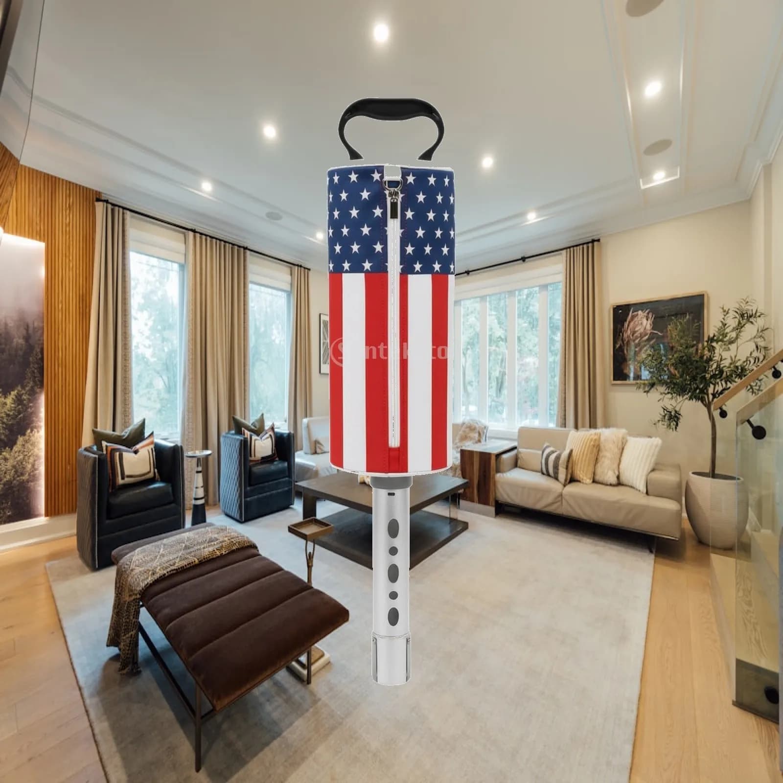 Golf Ball Retriever with Bag Patriotic Shag Bag Golf Ball Picker Tube Heavy-Duty Easy to Use for Golfers, Driving Range