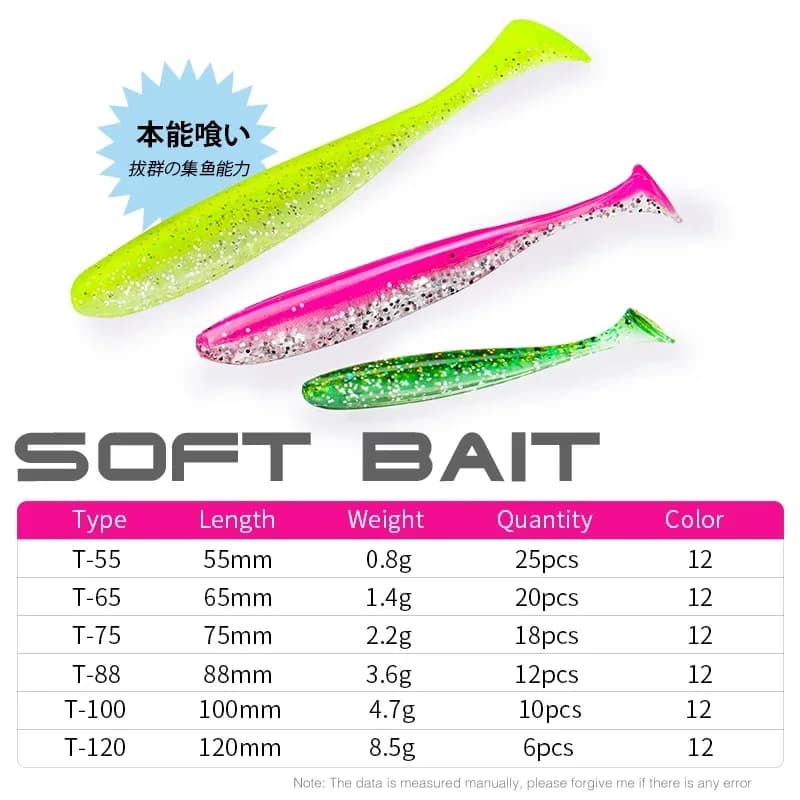 TSURINOYA NUOVA TAGLIA 100mm 120mm T Coda Verme Esche Morbide Facile Shiner Esche Morbide Artificiali Odore Aggiunto Per Bass Fishing Wobblers