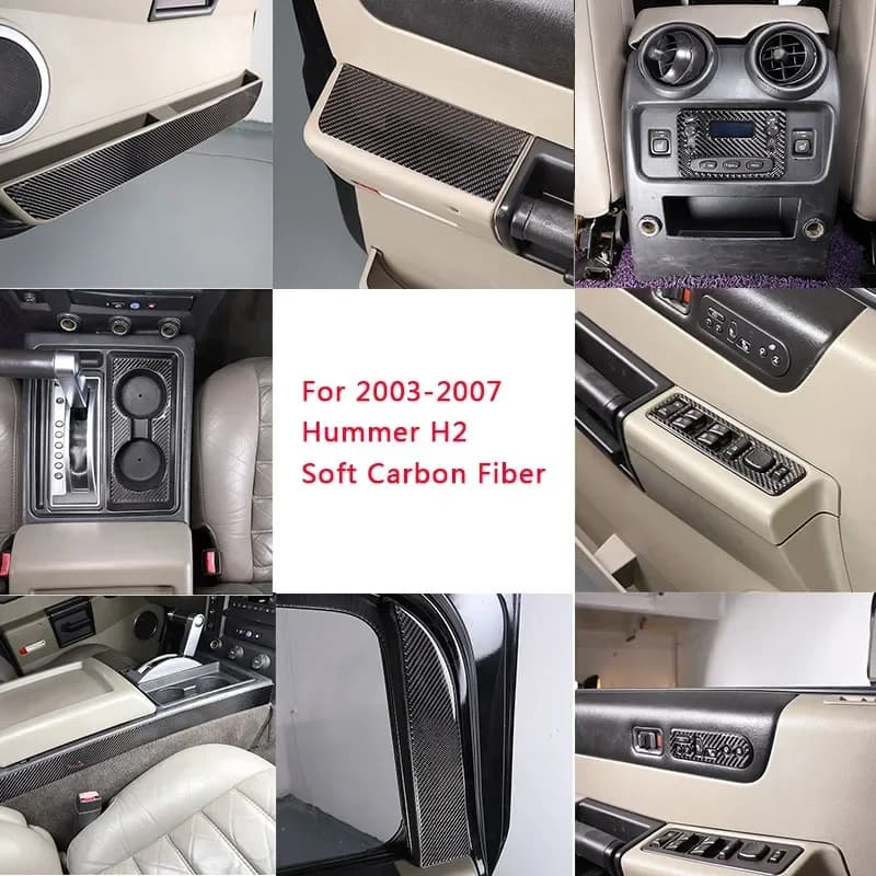 For 2003-2007 Hummer H2 soft carbon fiber door auto panel anti-calcium door handle cover adhesive interior accessories