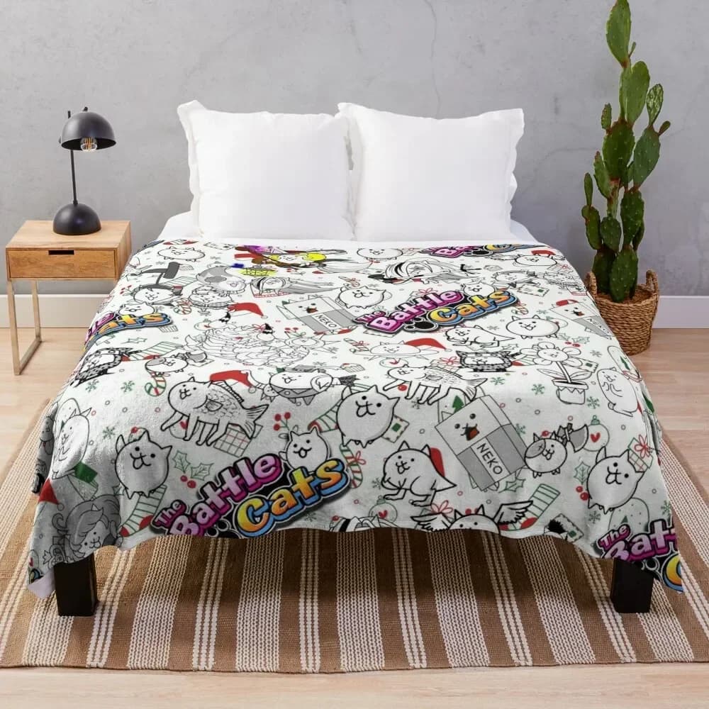 Battle Cats Throw coperta sacco a pelo thermal per viaggi morbide grandi coperte