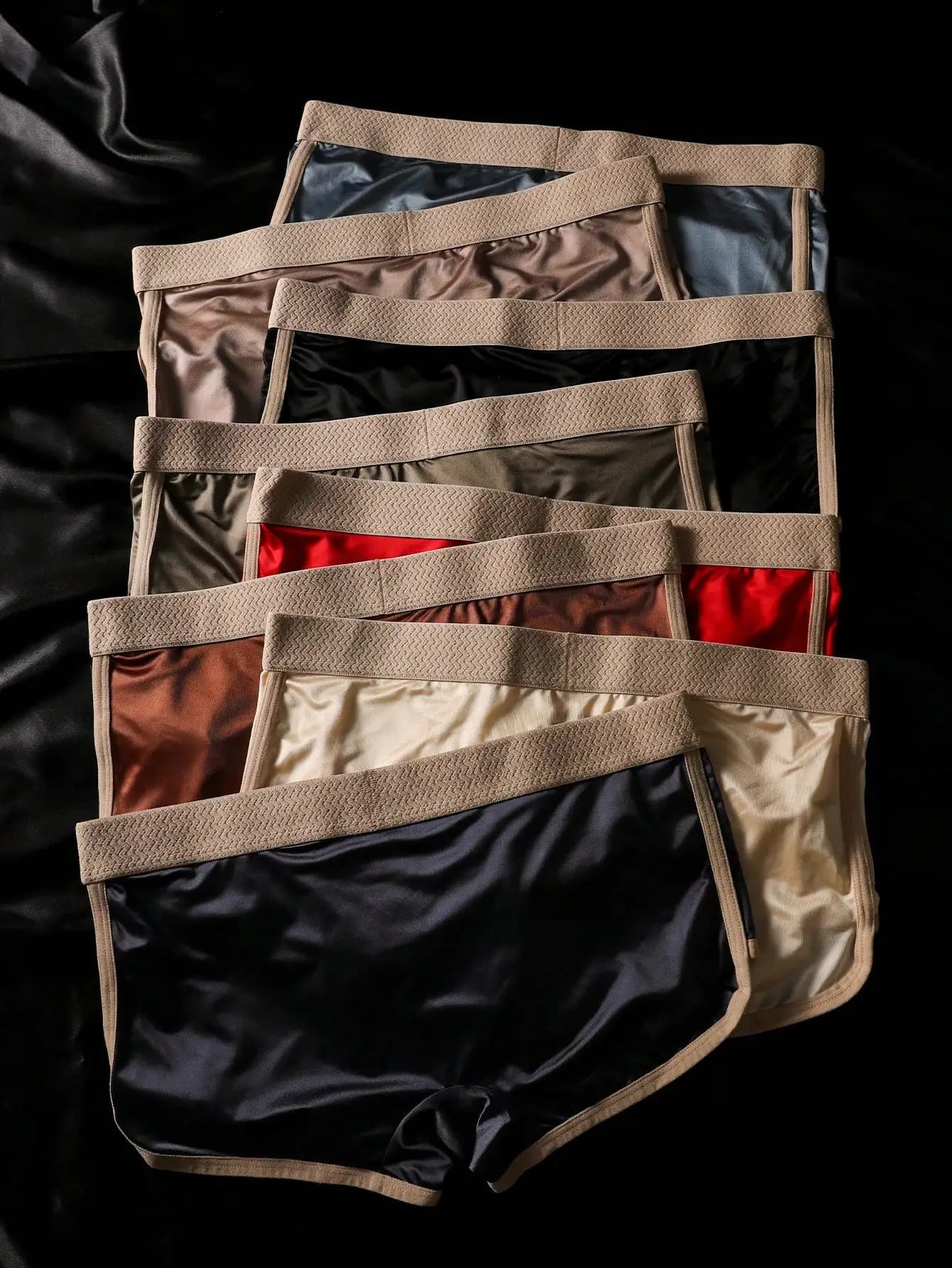 8PCS Mens Breathable Stretch Soft Mid Rise Briefs Solid Color