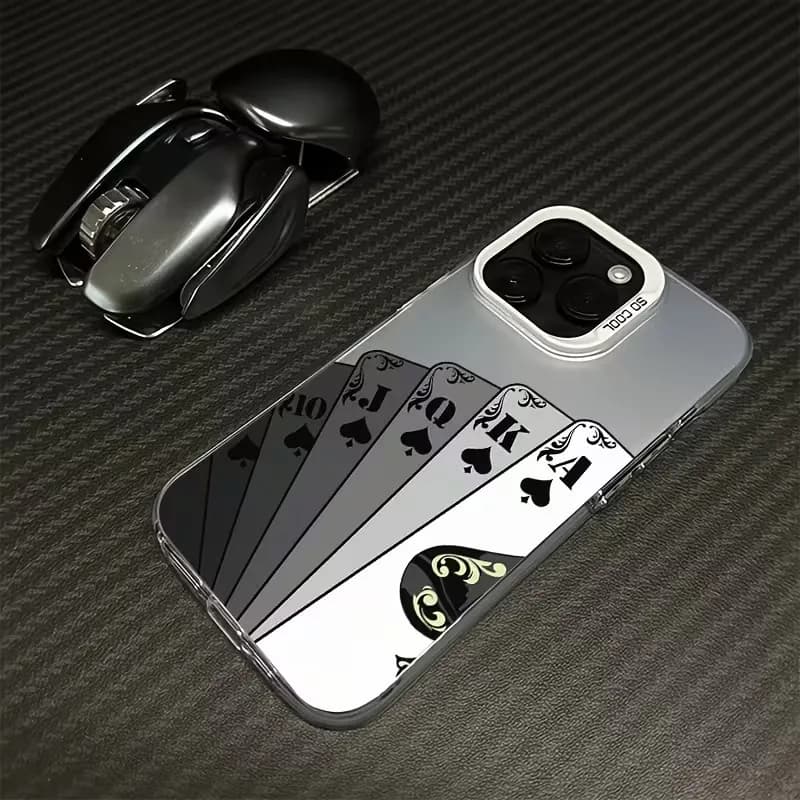 Custodia Rigida Antiurto con Motivo Carte da Poker per iPhone 17 16 15 14 13 12 11 Pro Xs Max Plus Air Mini XR X 17e 16e