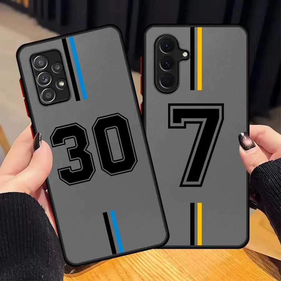 Cover per Telefono con Numero di Squadra di Calcio per Samsung Galaxy A73 A33 A35 A34 A36 A17 A52 A52S A72 A56 A55 A54 A16 A15 A14 A23 A53