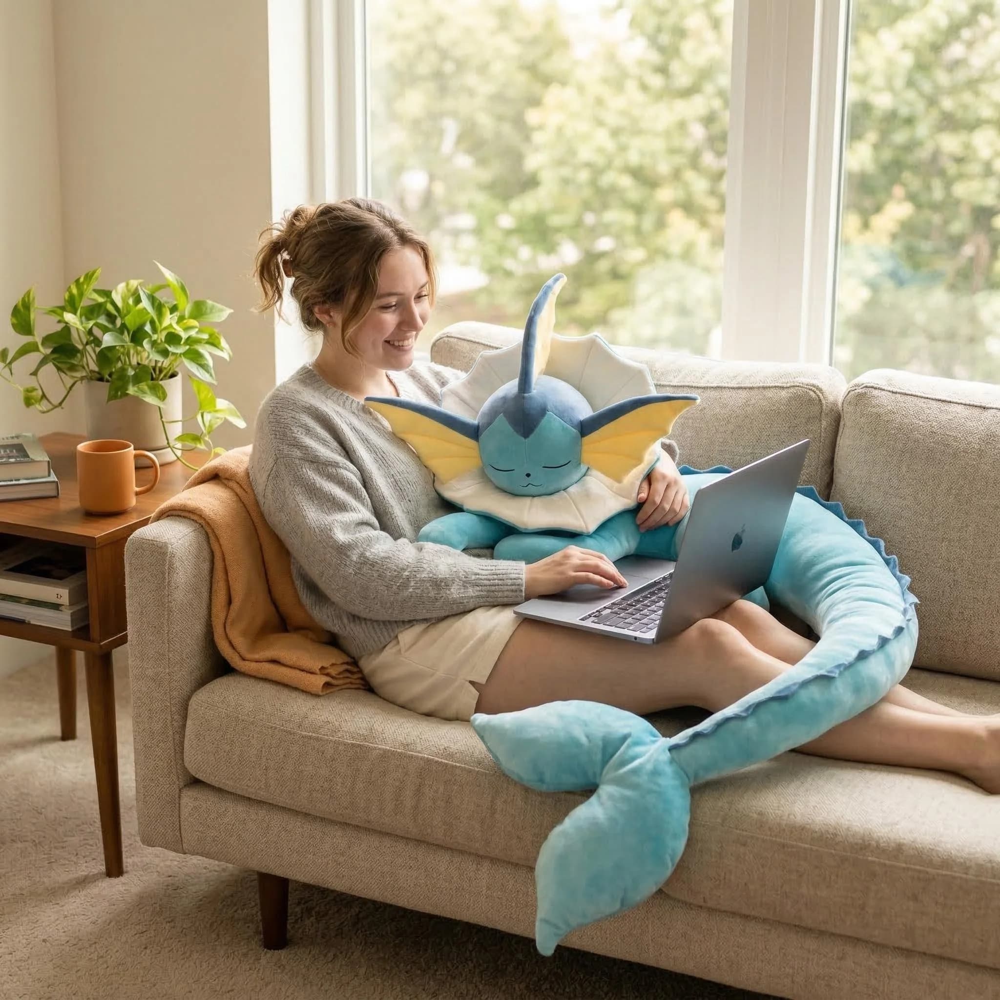 Peluche Vaporeon 50cm, Giocattolo Imbottito Pokemon Pikachu, Nuovo Peluche Eevee Evoli, Bambola Eeveelution, Regalo per Bambini