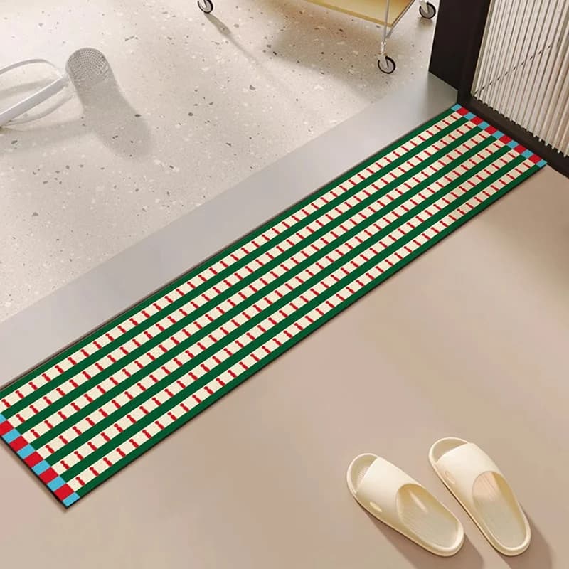 Bauhaus Color Block Threshold Mat Long Strip Bathroom Anti-Slip Water Absorbent Entrance Door Mat Modern Style Home Use Rug