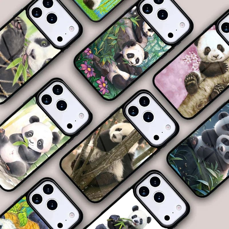Custodia Protettiva Morbida per iPhone 17 16e 15 14 13 12 11 Pro Max Air Mini con Design Orsetto Panda Carino
