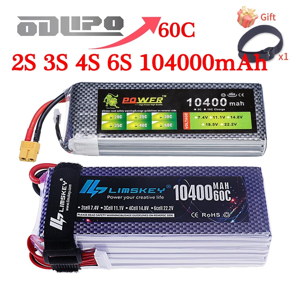 7.4v 11.1v 14.8v 22.2v 10400mAh Lipo Battery Per RC Quadrotor Droni Auto Da Corsa Barche Parti 2s 3s 4s 6s Batteria Ricaricabile