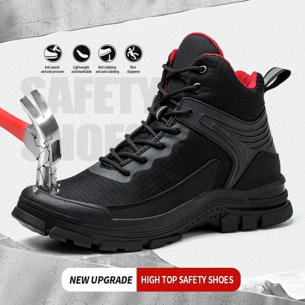 Men's safety shoes with steel head, light anti-breaking soles, industrial men's work boots for outdoor construction workshop