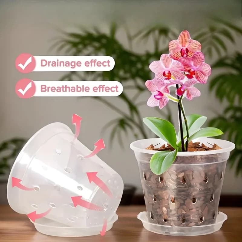 5 Pcs Transparent Orchid Pot Root Control Plastic Orchid Pots With Holes Breathable Plant Growth Container Garden Supplies gift