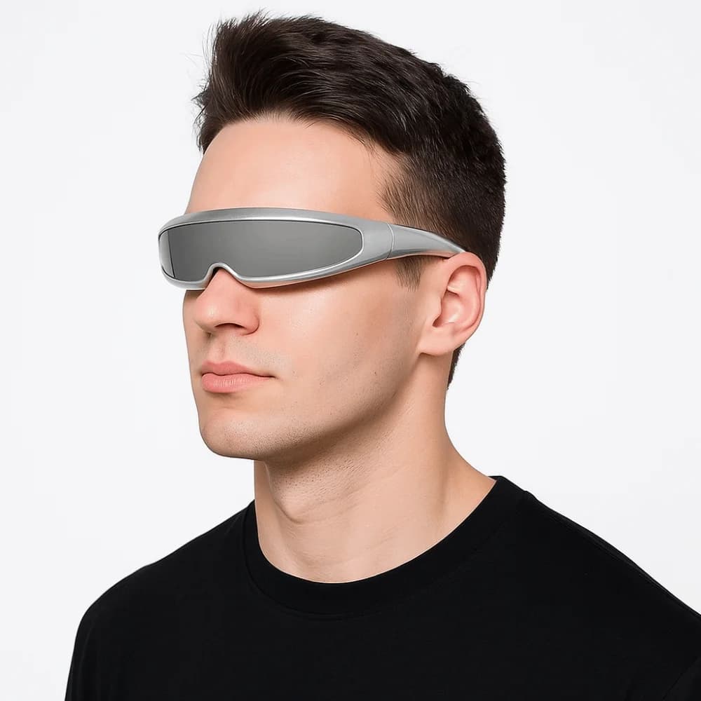 Unique Electroplated Women Eyeglass One-piece Mirror Punk Blocking Sunglasses Goggles Futuristic Steampunk Sunglasses Driving