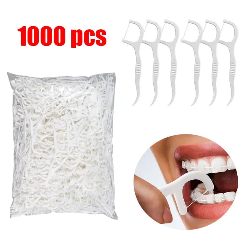 500/1000 pezzi bastoncini di filo interdentale aromatizzato alla menta set di stuzzicadenti portatile ultrafine, scatola di immagazzinaggio forniture per l'igiene orale dentale