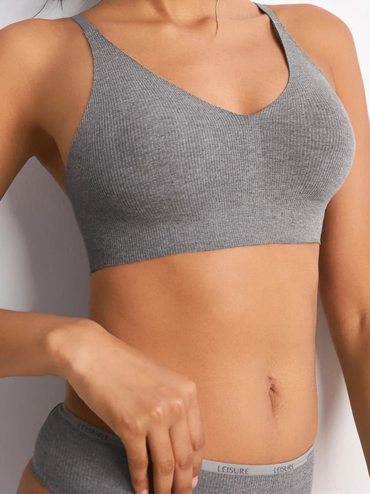 Daily Minimalist Style Without Steel Rings, Ribbed Bra, Skin Friendly, Zero Restraint, No Trace Underwear For Women