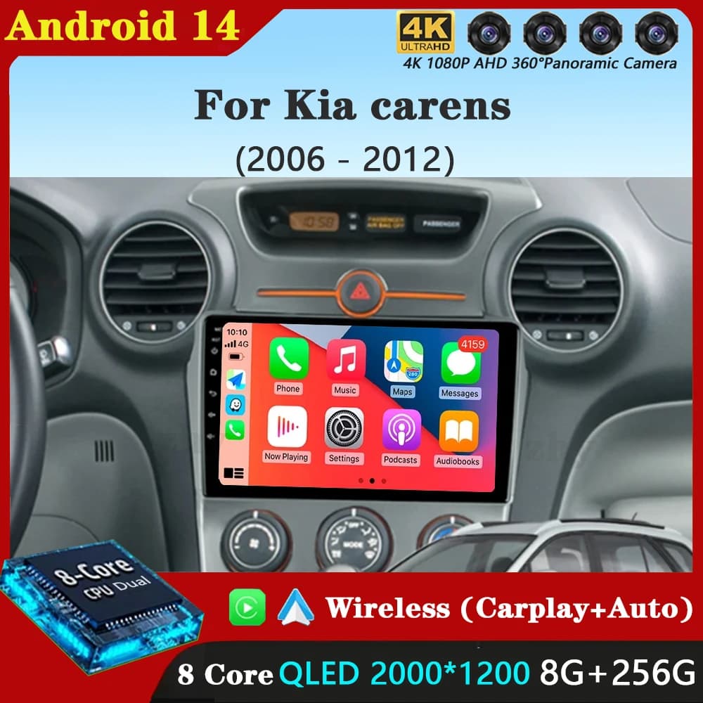 Android 15 Carplay Auto Per Kia carens 2006 2007 2008 2009-2012 2 Din Auto Multimedia Stereo Lettore di Navigazione GPS Wifi Sistema FM