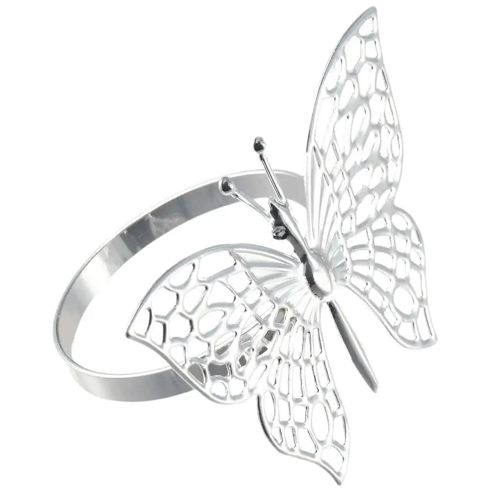 1/6 pz Anello Portatovagliolo in Ferro Dorato/Oro Rosa/Argento a Farfalla/Cavo, Fermatovagliolo Decorativo per Caffetteria