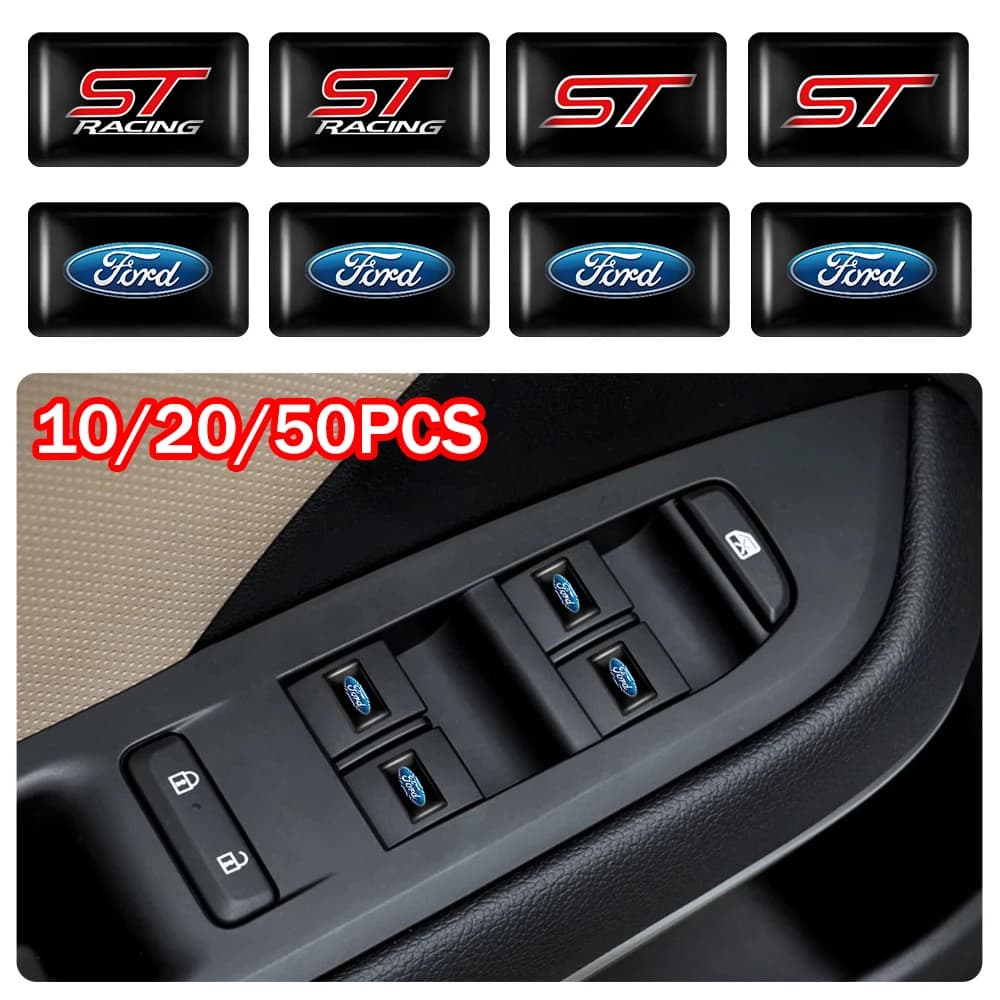 10pcs For Ford Focus mk2 ST Mustang Ranger Fusion Kuga 3D Epoxy Resin Car Logo Sticker Badge Decoration Accessories Auto Styling