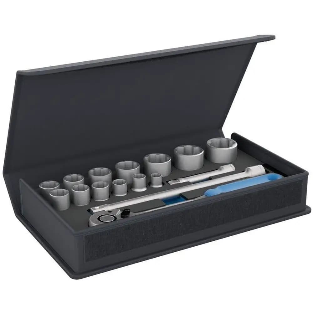 Set di Chiavi a Bussola da 1/2 Pollice, 10/15 Pezzi, in Borsa Tessile con Cricchetto, Prolunghe e Utensili