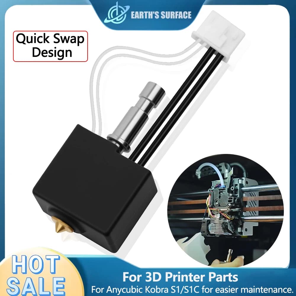 Kit Hotend per Stampante 3D Anycubic Kobra S1 Combo, Ugelli da 0.2, 0.4, 0.6, 0.8mm, Termistore Hotend per Kobra S1C
