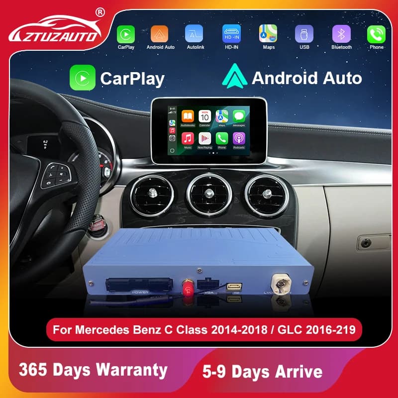 CarPlay wireless per Mercedes Benz Classe C W205 GLC 2014-2019 con Android Auto Mirror Link AirPlay Smart Car Play Funzioni