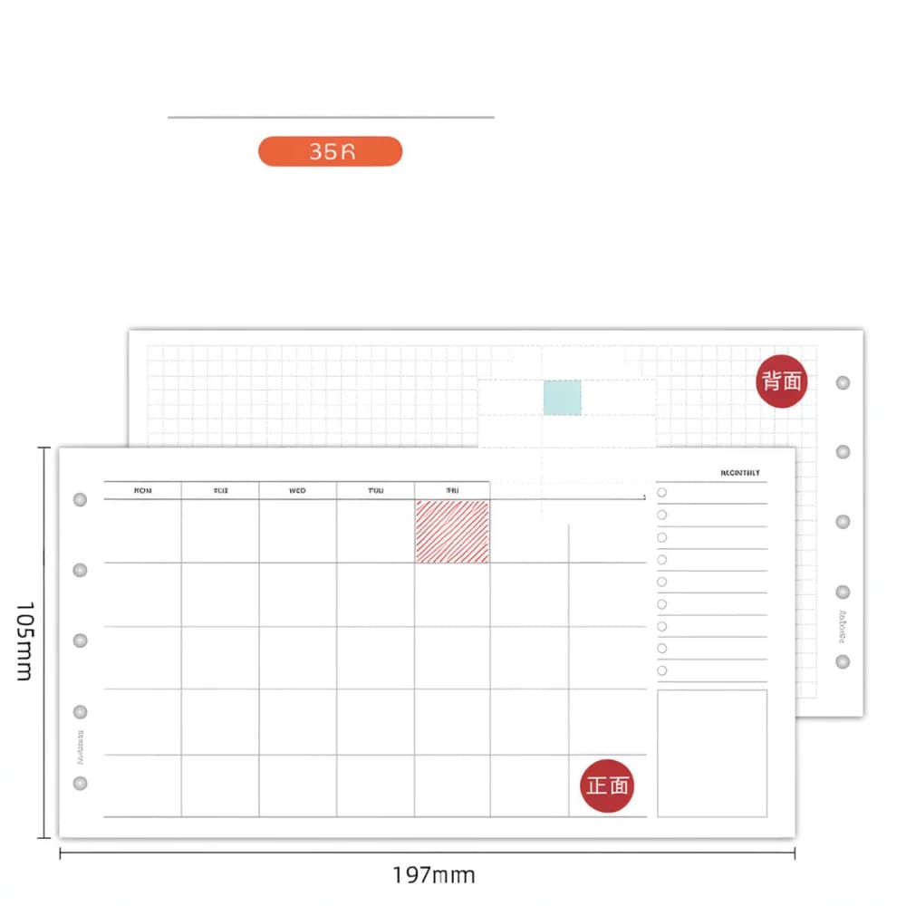 Planner Filler Paper For Mobense M5 A8 Loose Leaf 5 Hole Notebook Inserts Grid Blank Monthly Schedule Daily Task Sheets