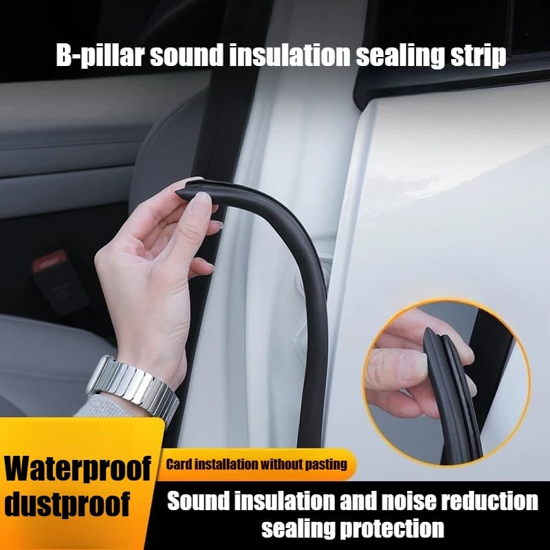1Pair Car B-pillar Sealing Strip with Steel Bar Car Door Edge Seal Strip Car Rubber Weatherstrip Sound Insulation Sealing Strips
