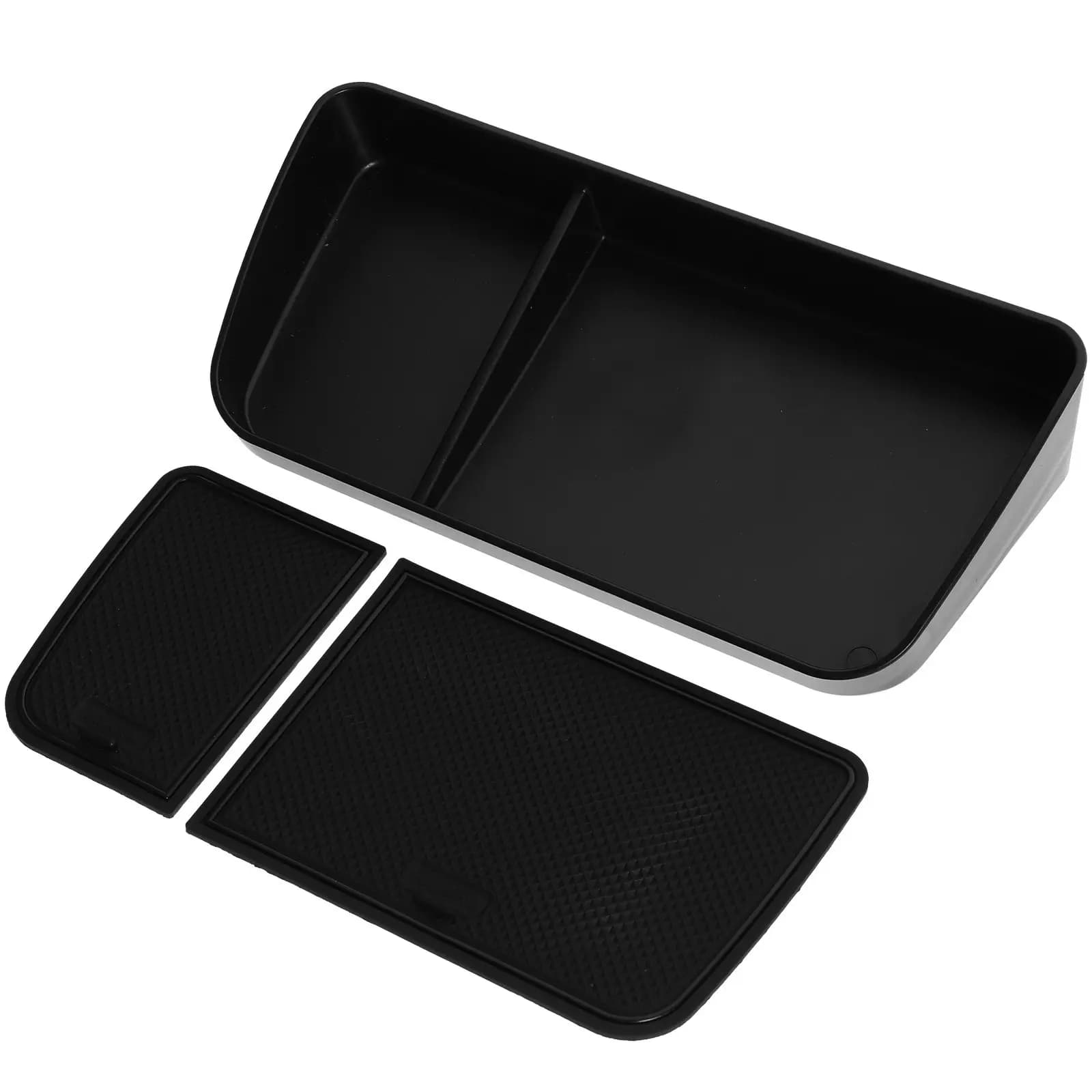 Organizer per Console Centrale Auto in ABS Nero Opaco Resistente al Calore con Rivestimento in Gomma Antiscivolo, Scatola Portaoggetti, Accessori Auto