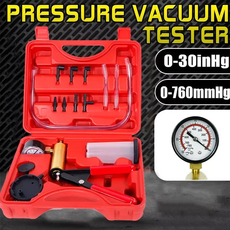 Kit per test della pompa a pistola a vuoto, kit di scarico del liquido dei freni della pompa a pressione manuale con manometro a vuoto portatile e durevole in alluminio