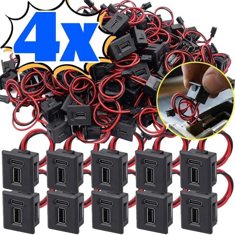 Presa USB doppia tipo C per auto, connettore femmina per sedile, adattatore di ricarica rapida a doppio strato per auto, camion, barca, kit marino