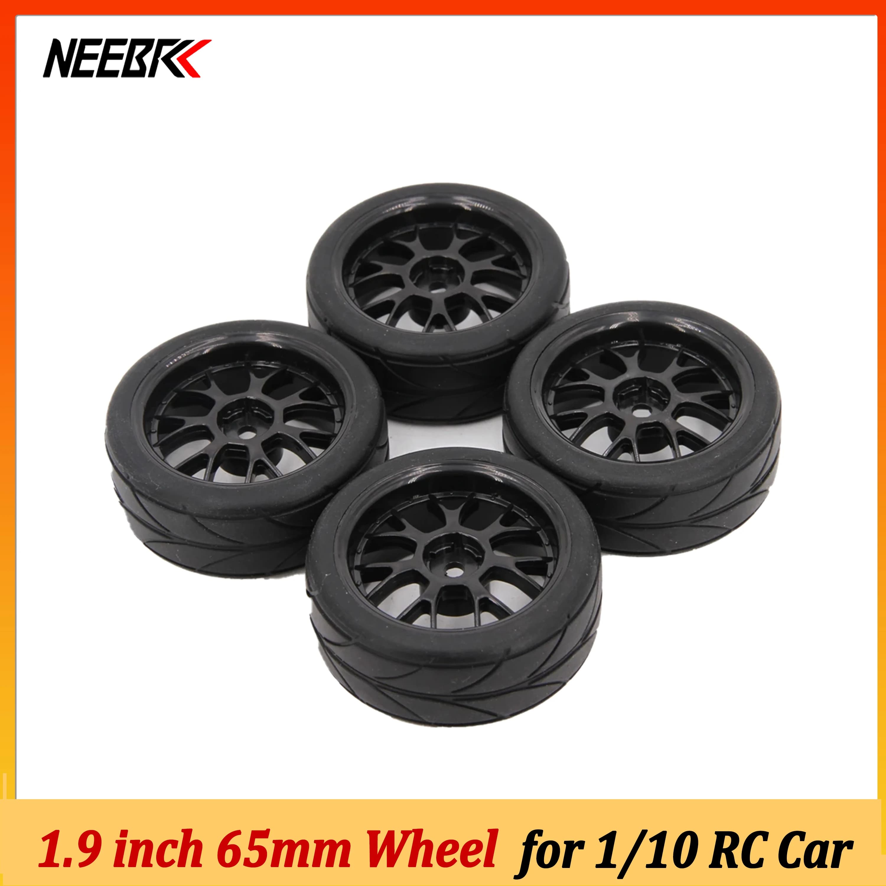NEEBRC 4 Pezzi Pneumatici Fuoristrada da 1,9 Pollici 75mm con Mozzi Esagonali da 12mm in Gomma per Auto RC 1/10 1/14 144001 Wltoys Scx10 Traxxas