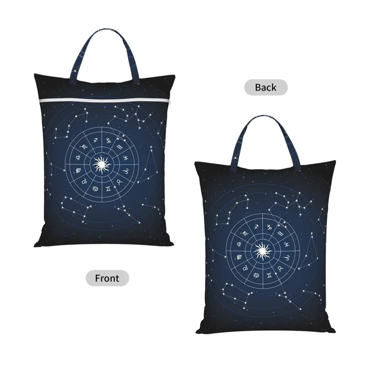 Zodiac Constellations Space Travel Laundry Bag Waterproof Reusable Dirty Clothes Pouch Gym Yoga Camping Washing Basket