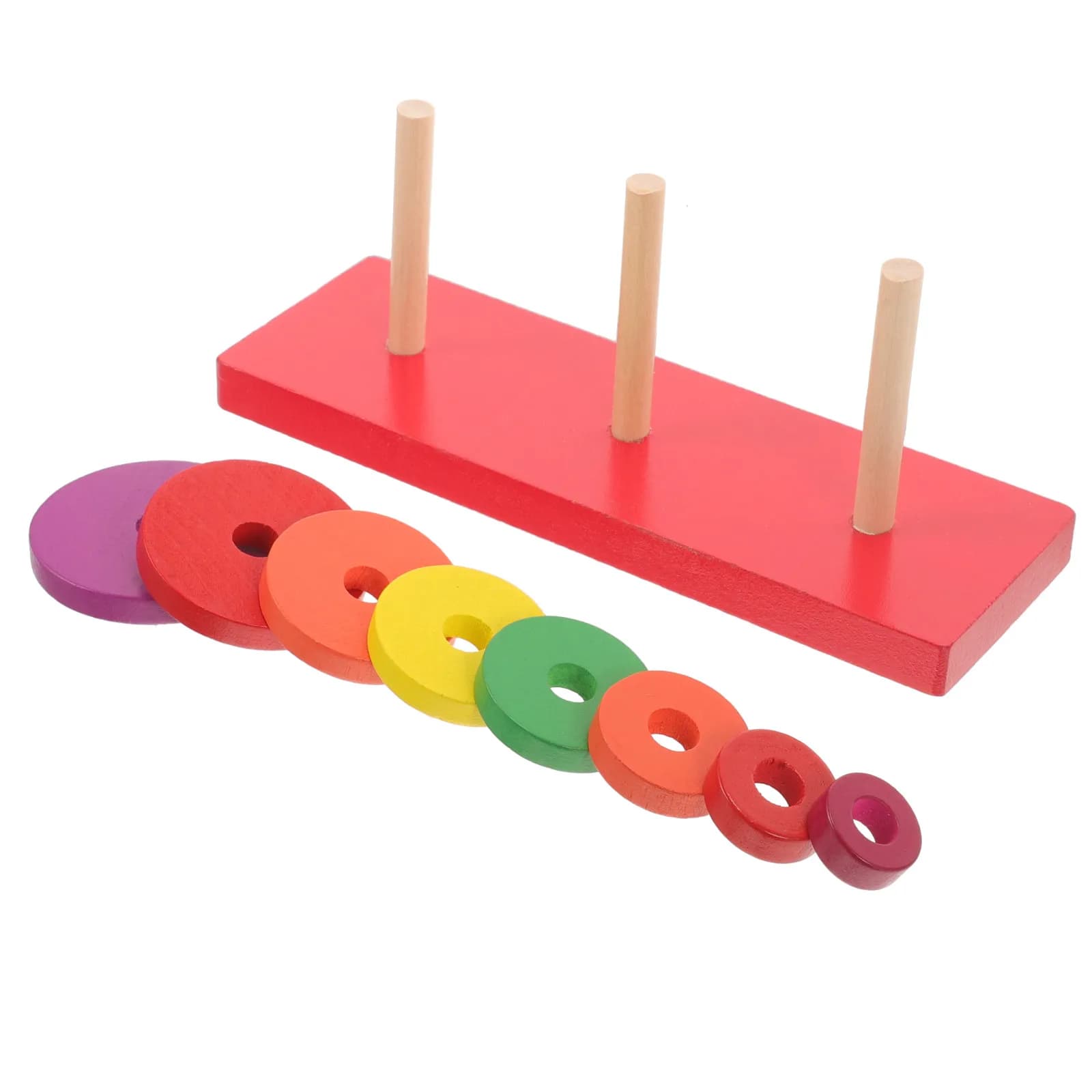 Set di Puzzle in Legno con Anelli Colorati Impilabili, Gioco Educativo per lo Sviluppo dei Bambini, Apprendimento Precoce e Coordinazione Occhio-Mano