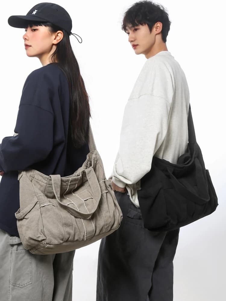 Borsa a Tracolla Casual in Tela, Zaino da Viaggio Stile Coreano per Uomo, Borsa Capiente alla Moda, Borsa a Tracolla Trendy per Studenti