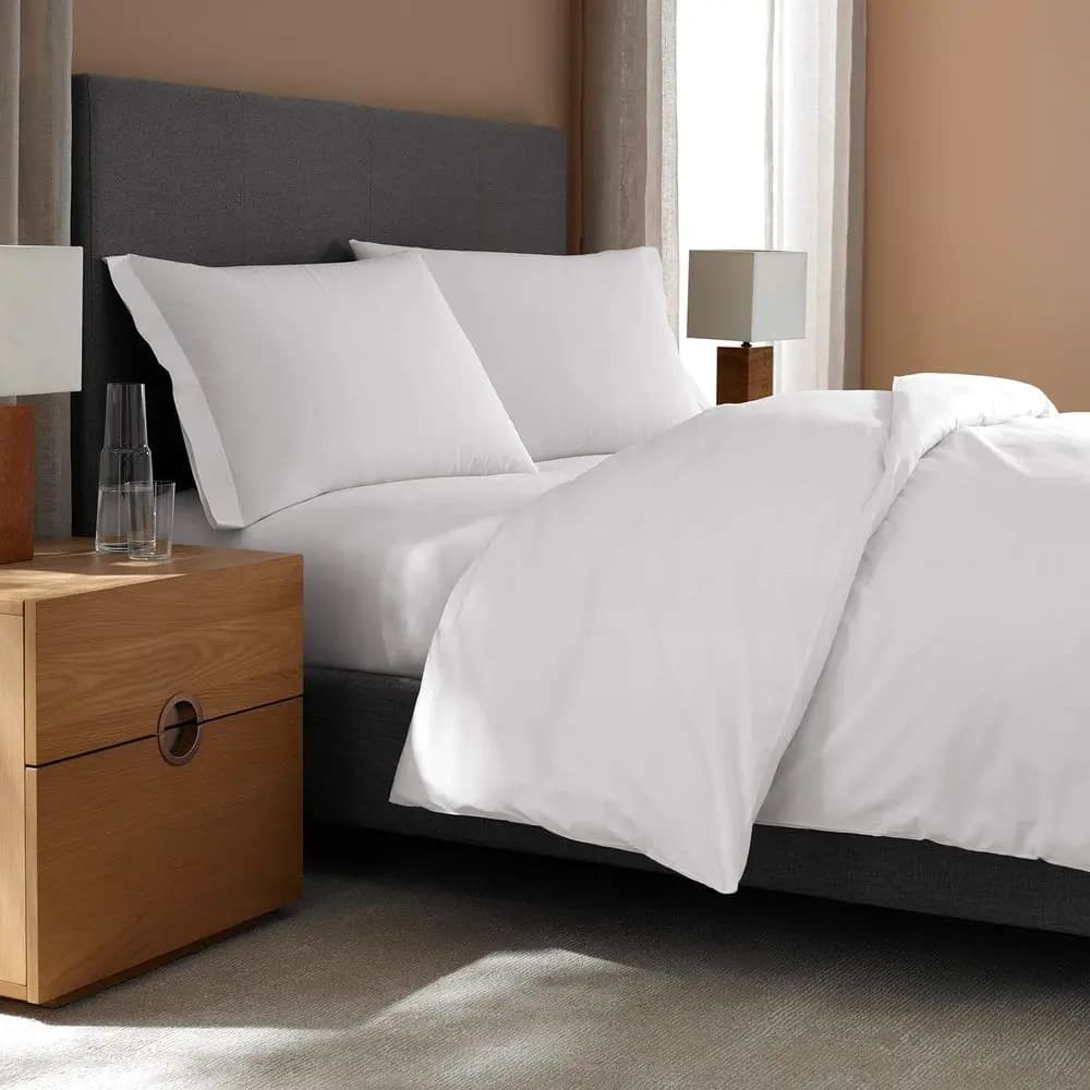 Set Lenzuola Standard in Percalle King Luxury Tutto Bianco Include Federe, Lenzuolo con Angoli e Copripiumino