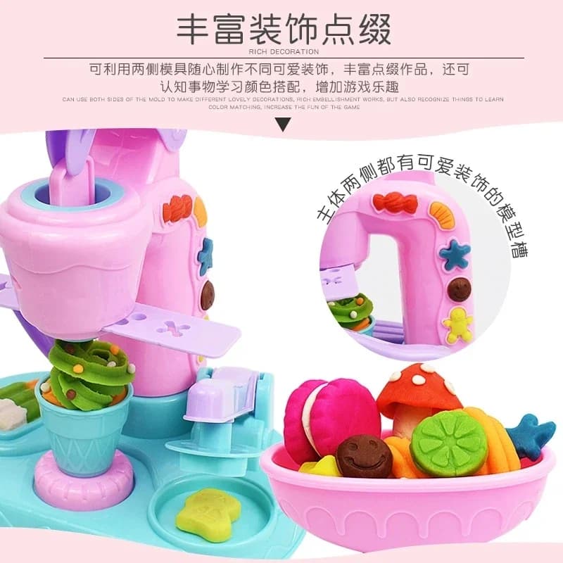 Kids Ice Cream Machine Clay Play Set | Non-Toxic Modeling Dough Mold Tools | Pretend Play & Developmental Toy