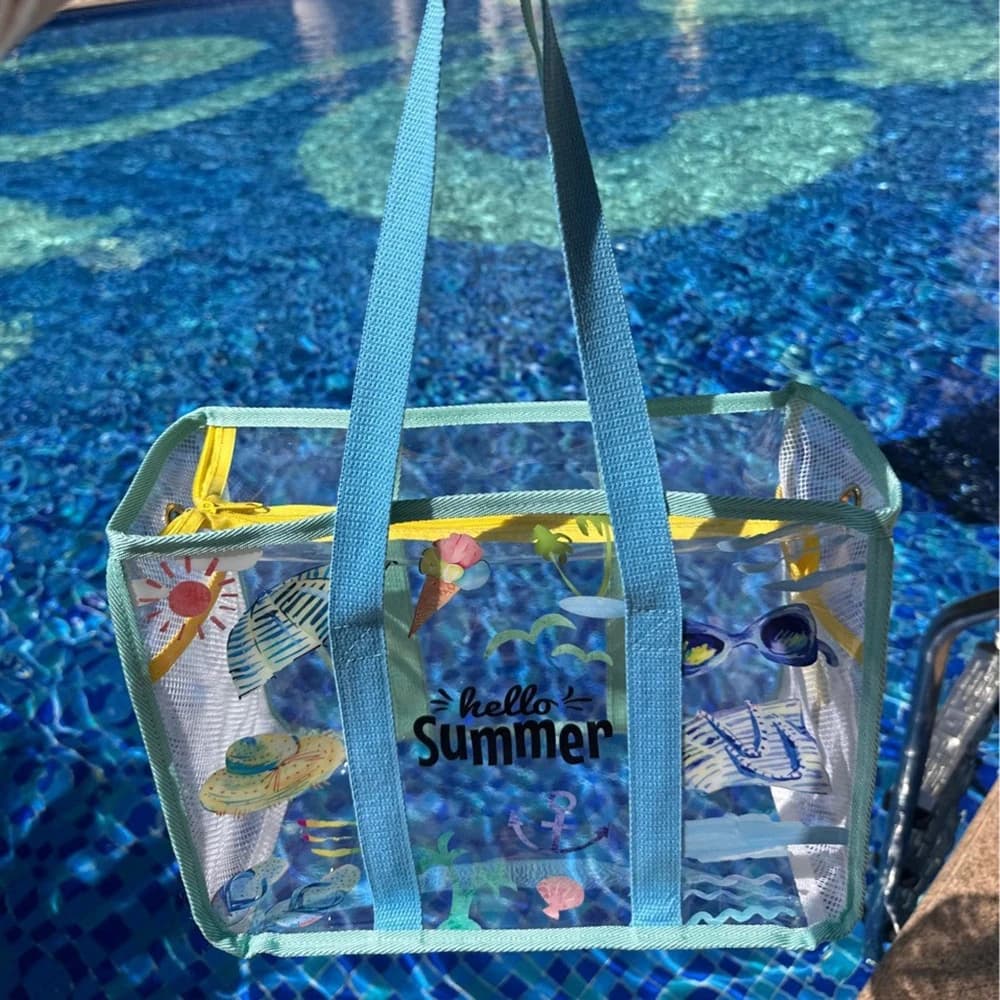 Large Capacity PVC Transparent Jelly Handbags Washing Bag Summer Outdoor Beach Tote Waterproof Swimming Storage Bag