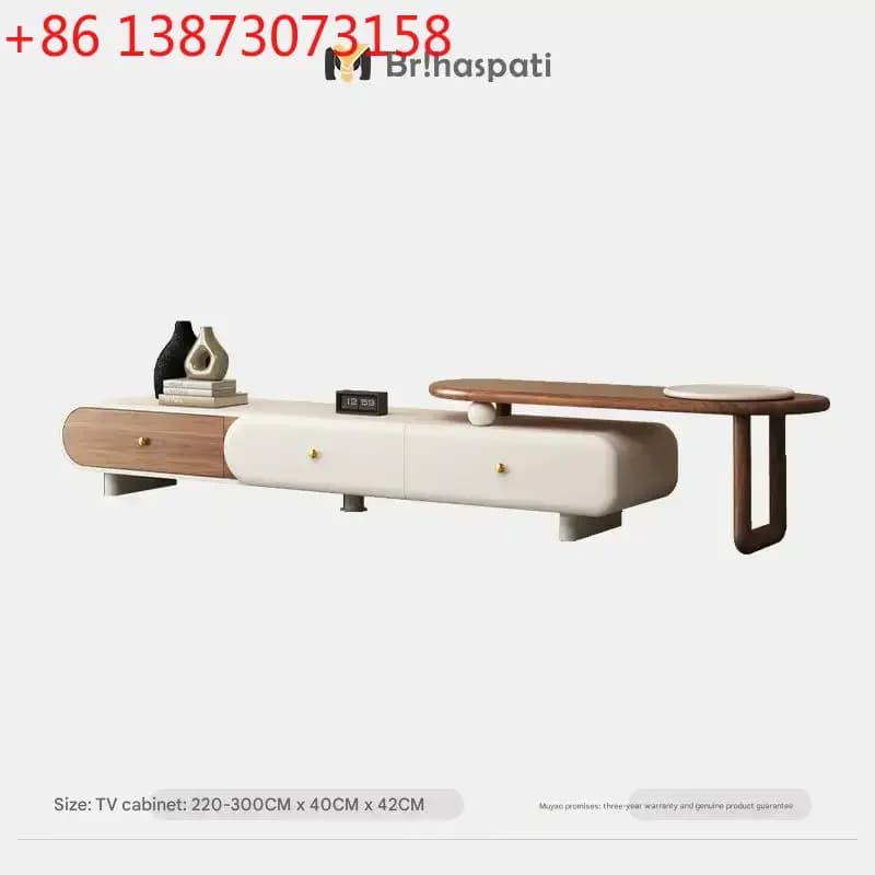 Mobile TV in Legno di Lusso con Mensola, Supporto per Monitor e Caminetto, Tavolo TV da Soggiorno Stile Mid-Century, Supporto da Terra per TV, Arredamento Italiano