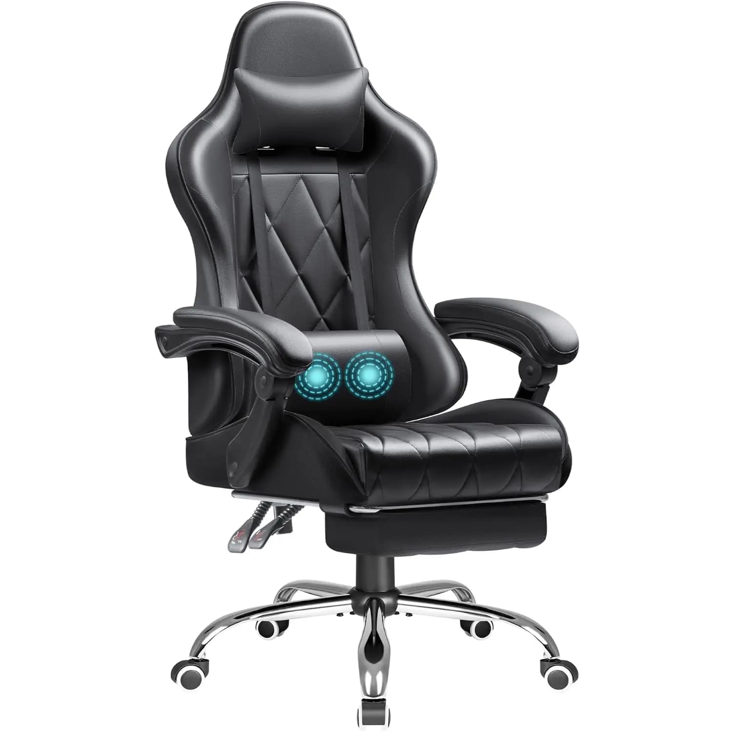 Sedia da gioco con poggiapiedi e supporto lombare per massaggio, sedie da gioco per computer Sedile da ufficio ergonomico regolabile in altezza, personalizzato