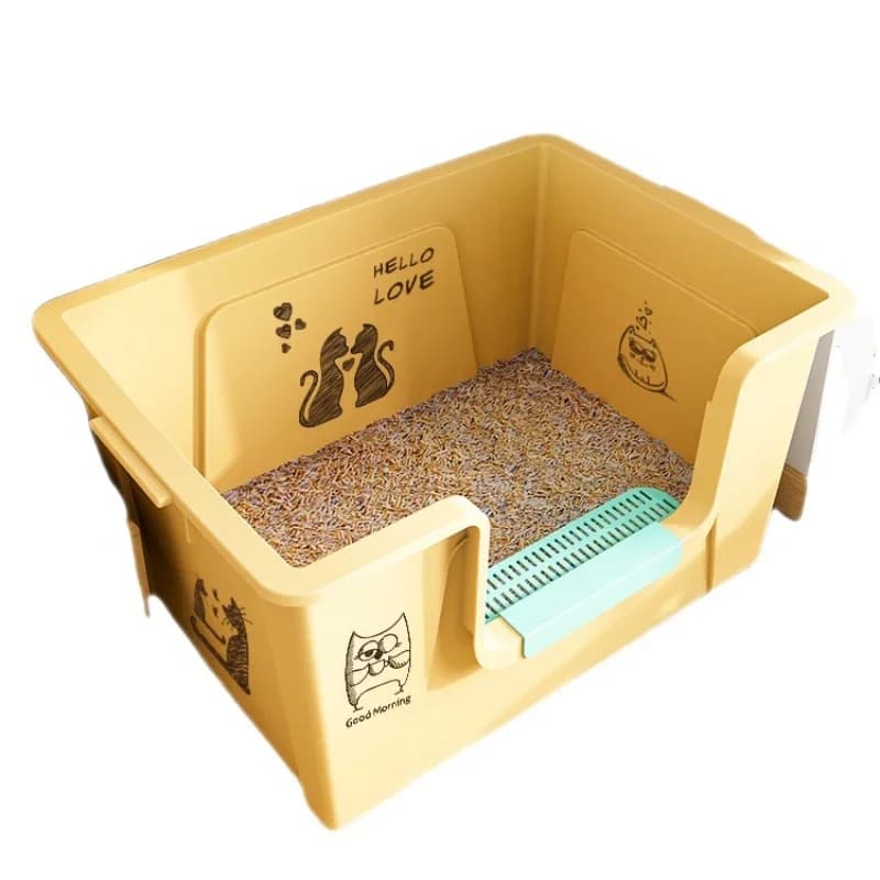 Semplice lettiera per gatti di grandi dimensioni con cassa a pedale cava per WC con bordo alto, versatile e pratica
