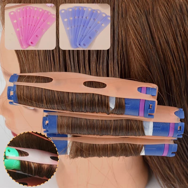 10 pcs Pink/Blu Perm Silicone Band Heat Resistant Digital Traceless Heat Elastic Elastic Cold Rings for Hair Tools for Styling
